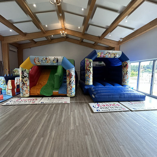 Multicoloured Rainbow Junior Platform Inflatable Slide Bluey 2