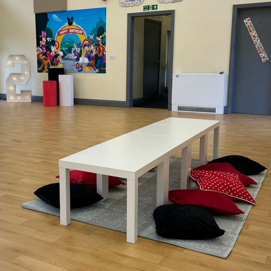 4 x Children Tables, 8 x Cushions & 1 x Rug