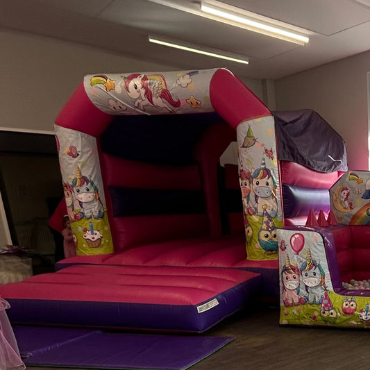 Party Time Unicorn Bouncy Castle Pink & Purple