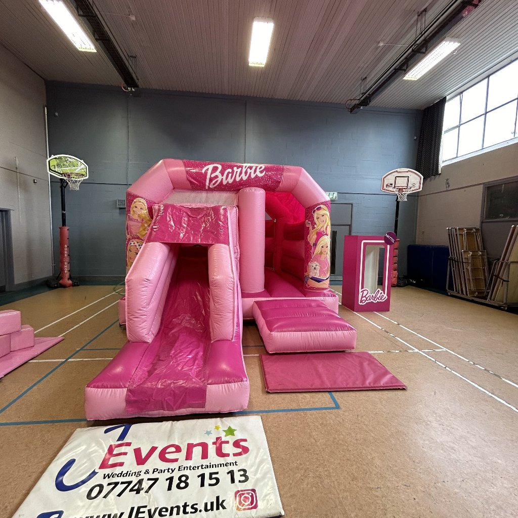 Barbie Pink Bounce 'n' Slide & 6ft Wooden Barbie Selfie Box