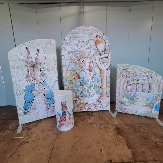 4ft, 6ft & 7ft Sail Backdrops & Plinth Package Peter Rabbit Themed