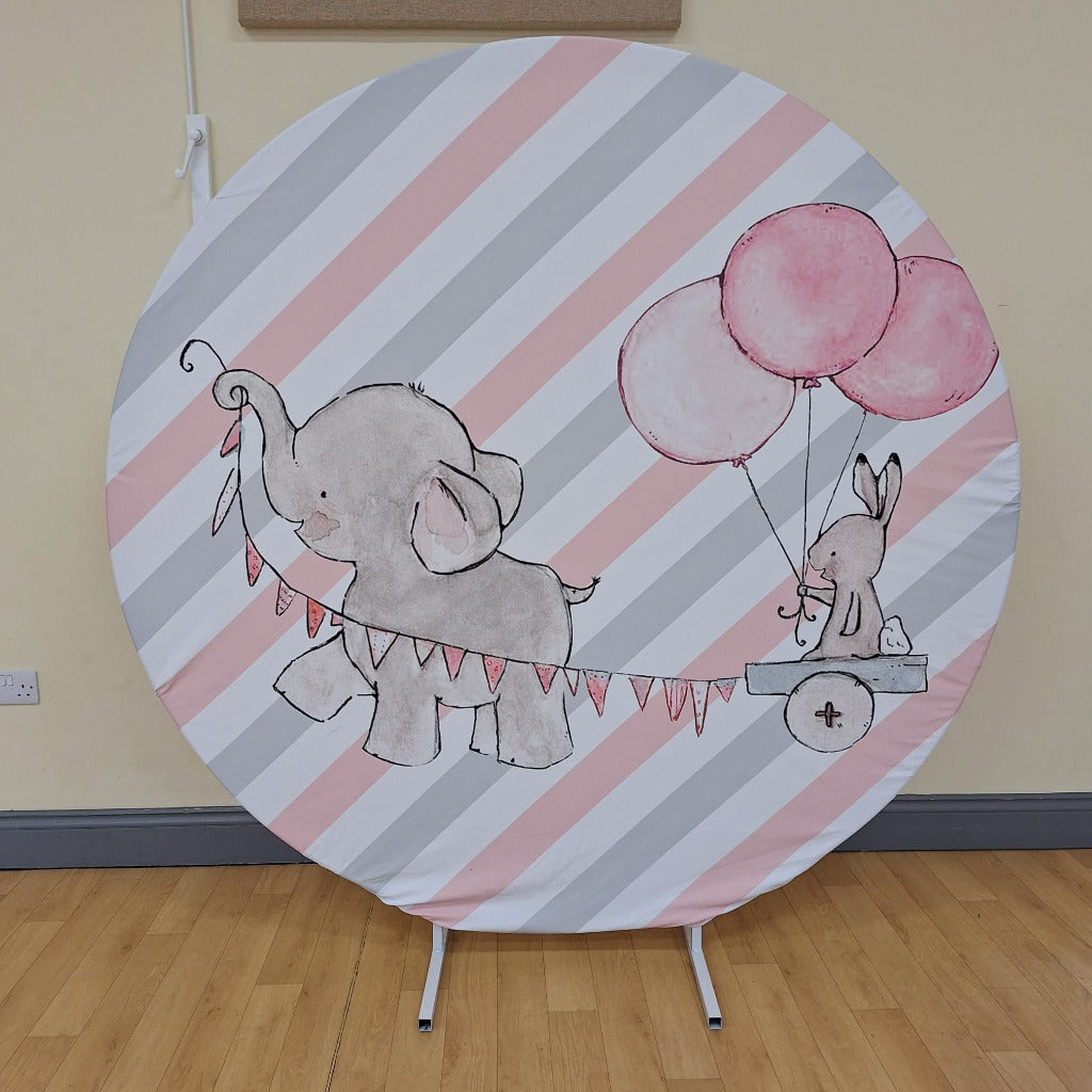 6ft Round Pink Elephant Backdrop Hoop