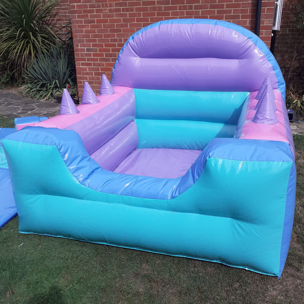 Multicoloured Pastel Inflatable Ball Pool Air Juggler & Multicoloured Pastel Soft Play Shapes