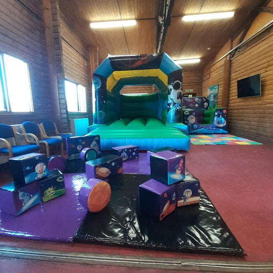 Space 2 Themed Bouncy Castle Blue & Green