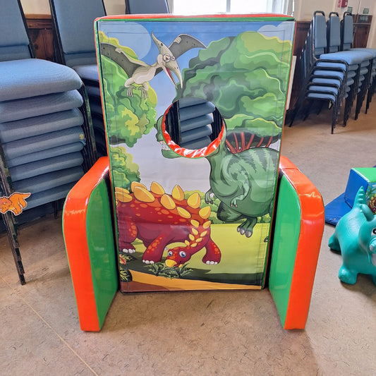 Dinosaur ‘Face in Hole’  Peek a Boo Green & Orange