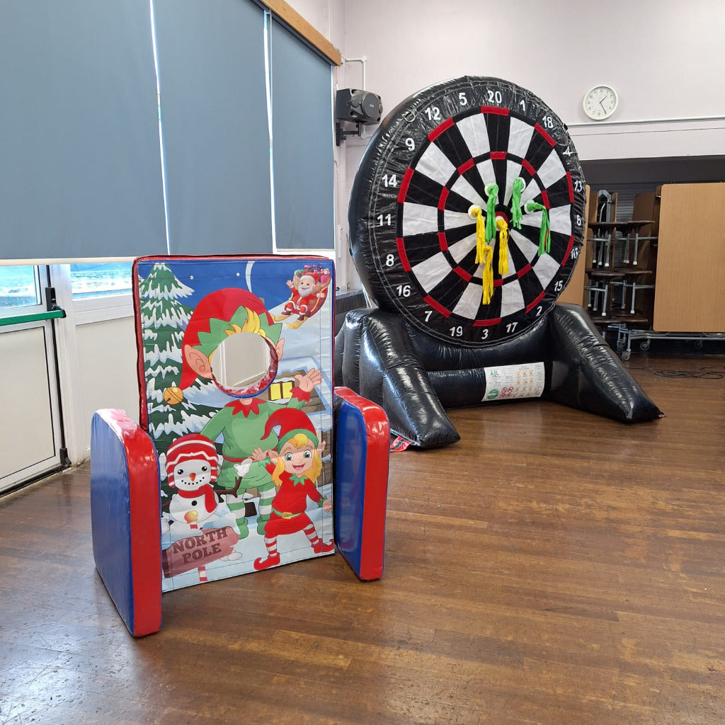 Christmas Elf ‘Face in Hole’ Peek a Boo Blue & Red