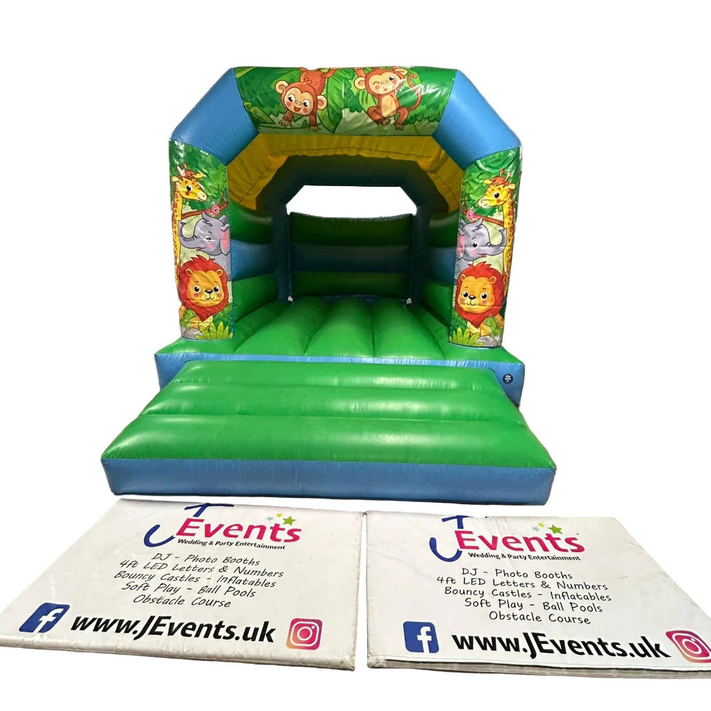 Cute Jungle Bouncy Castle Blue & Green