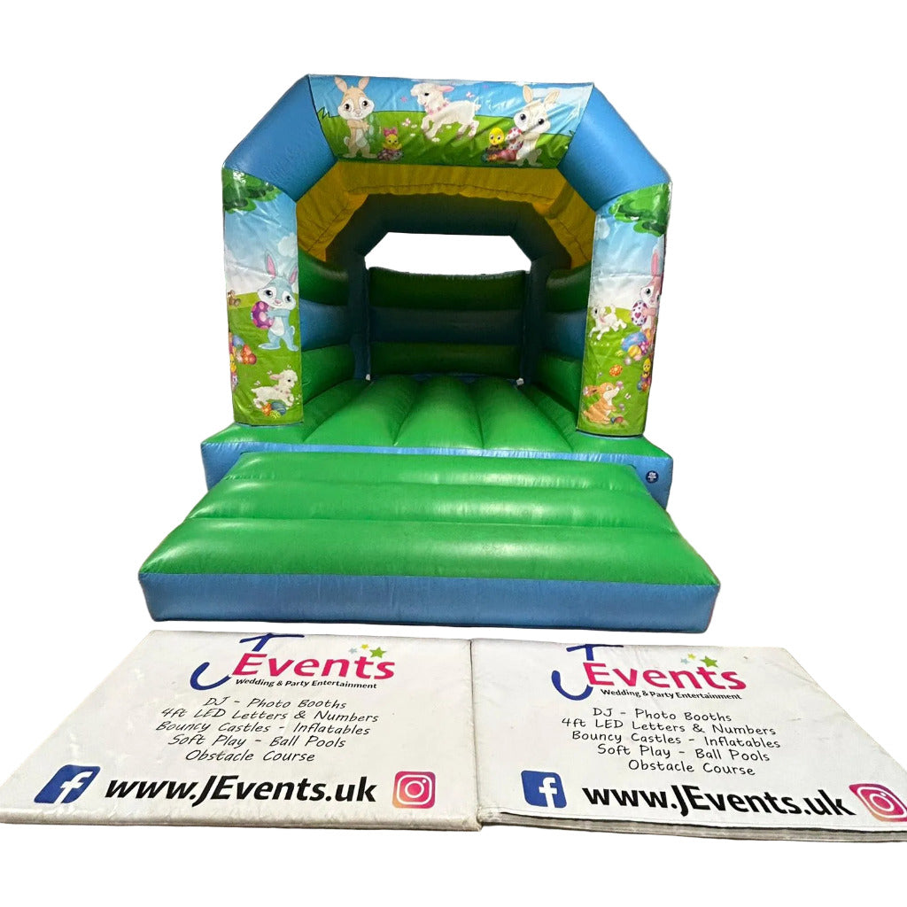 Easter Bouncy Castle Blue & Green