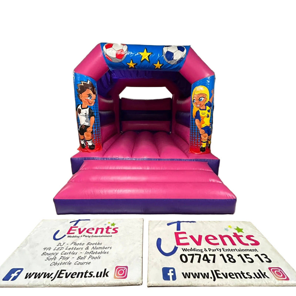 Football Bouncy Castle Pink & Purple