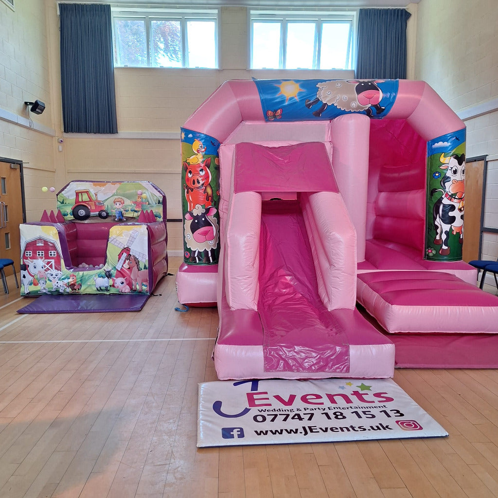 Pink Bounce 'n' Slide Farm Yard Themed