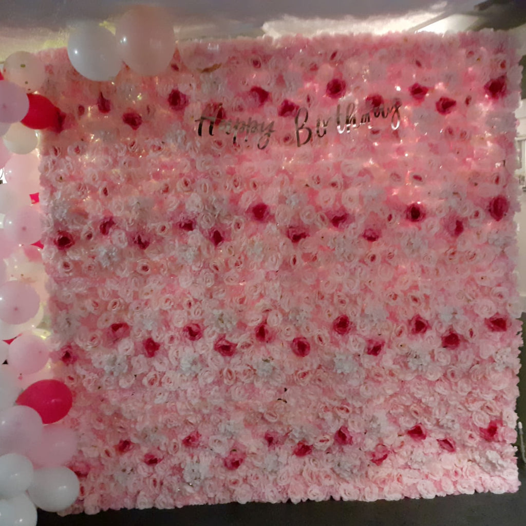 Pink Silk Flower Wall