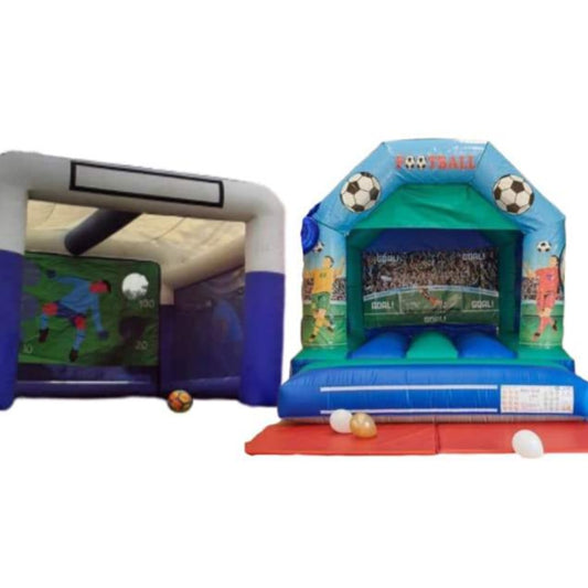 Football Bouncy Castle & Shoot 'n' Score Penalty Shoot-Out Inflatable Package