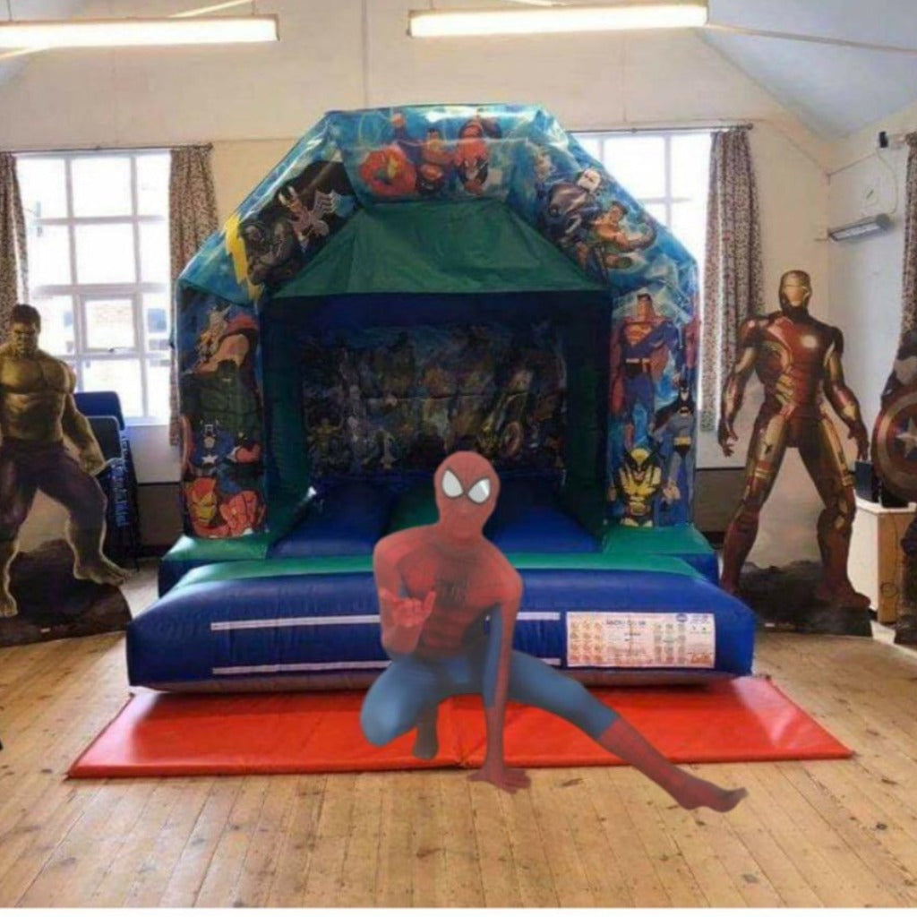 Superheros & Villains Bouncy Castle Blue & Green