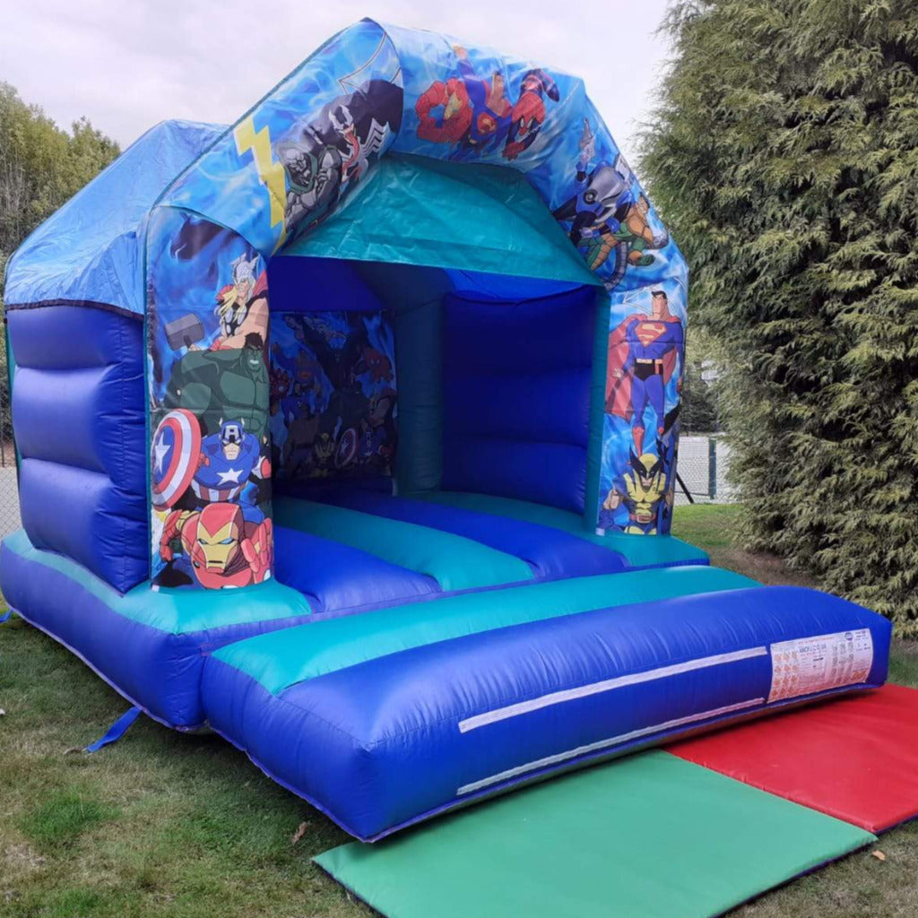 Superheros & Villains Bouncy Castle Blue & Green