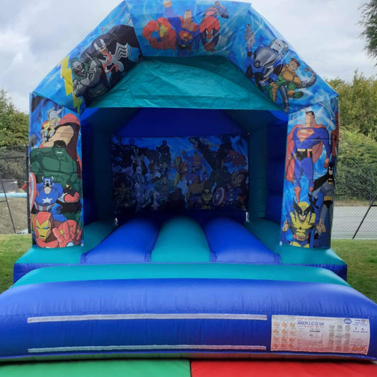 Superheros & Villains Bouncy Castle Blue & Green