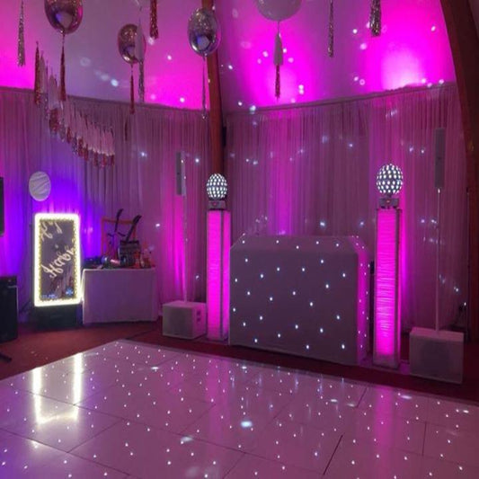 DJ & White Disco Setup Plus Photo Booth & LOVE Letters