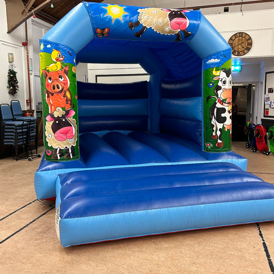 Farm Bouncy Castle Blue & Blue