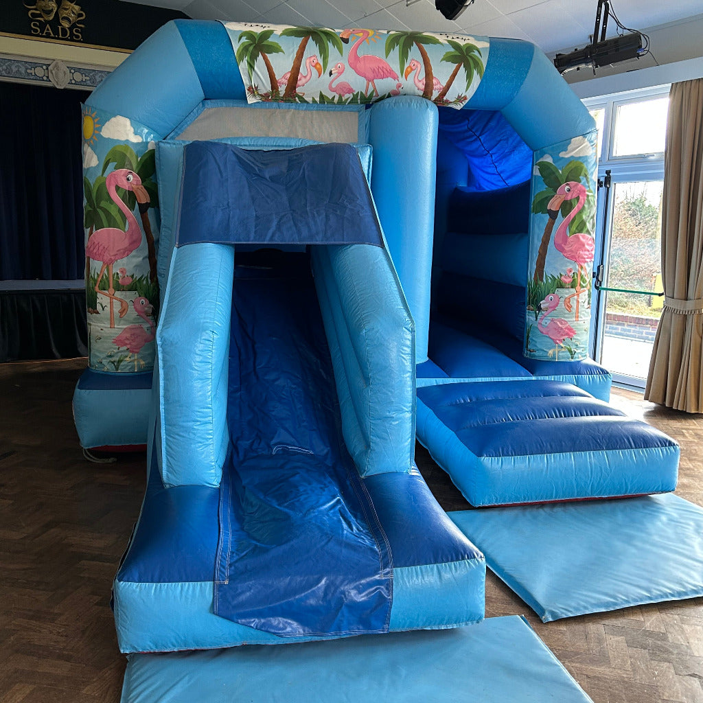 Blue Bounce 'n' Slide Flamingo Themed