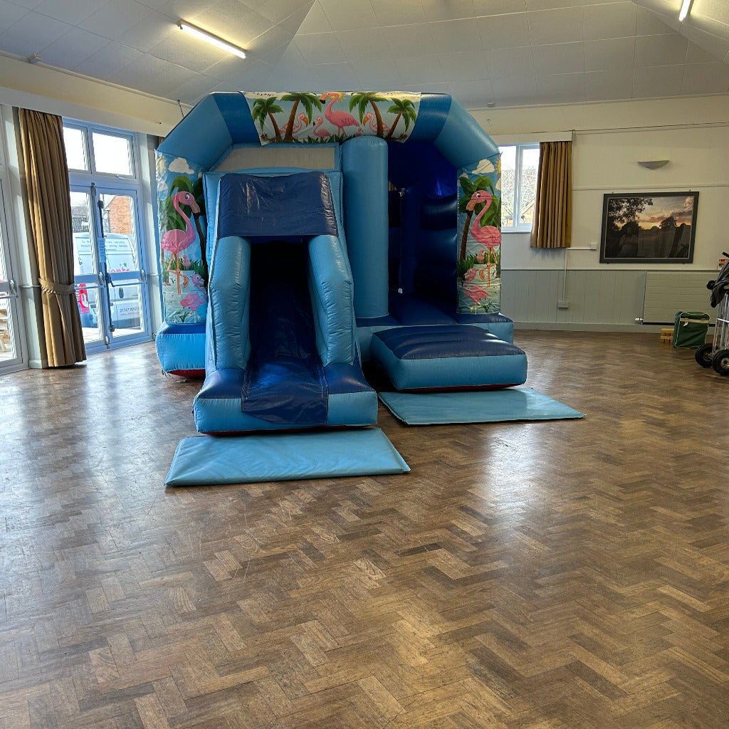 Blue Bounce 'n' Slide Flamingo Themed