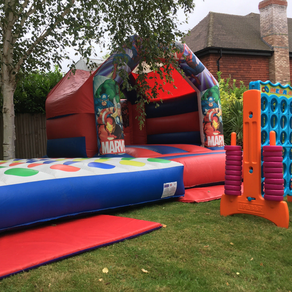 Bouncy Castle, Ball Pool, Soft Play Shapes, Didi Carts, Walk 'n' Rides, Animal Hoppers Plus Giant Jenga, Mega 4 In A Line & Giant Twister Inflatable Game