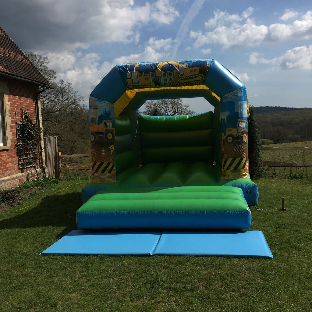 Construction Themed Bouncy Castle Blue & Green