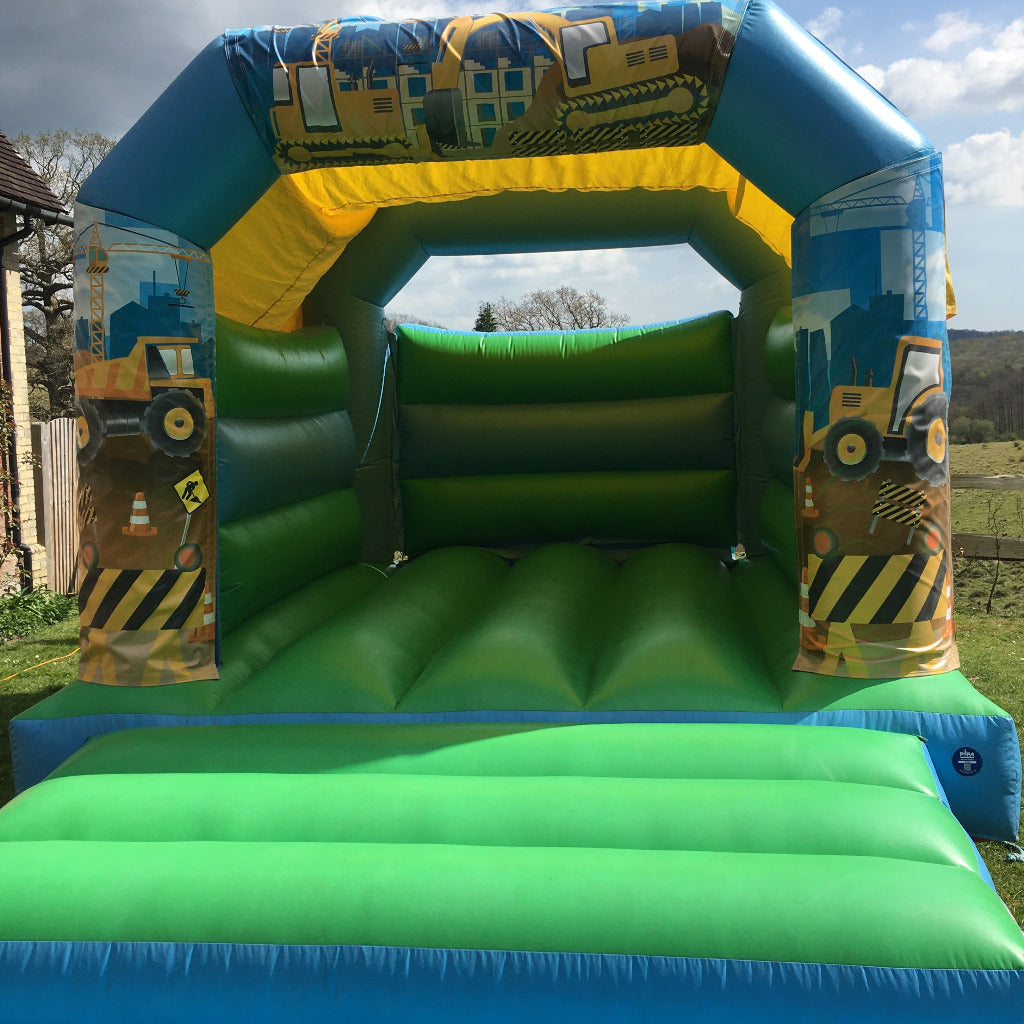 Construction Themed Bouncy Castle Blue & Green