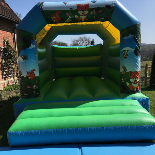 Woodland Themed Bouncy Castle Blue & Green