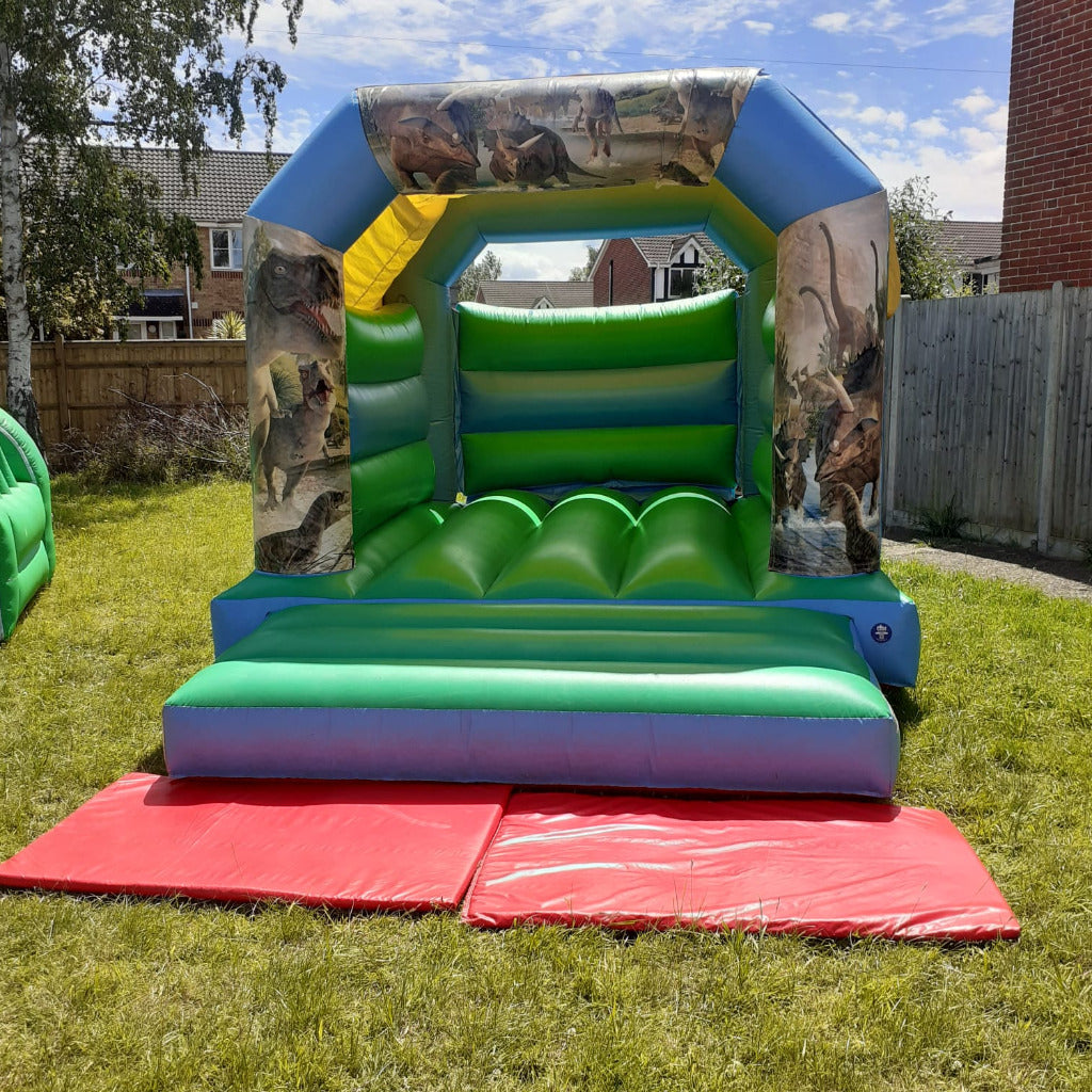 Blue & Green Bouncy Castle Dinosaur Themed