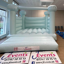 Load image into Gallery viewer, Pastel Light Mint Green / Ice Blue Bouncy Castle
