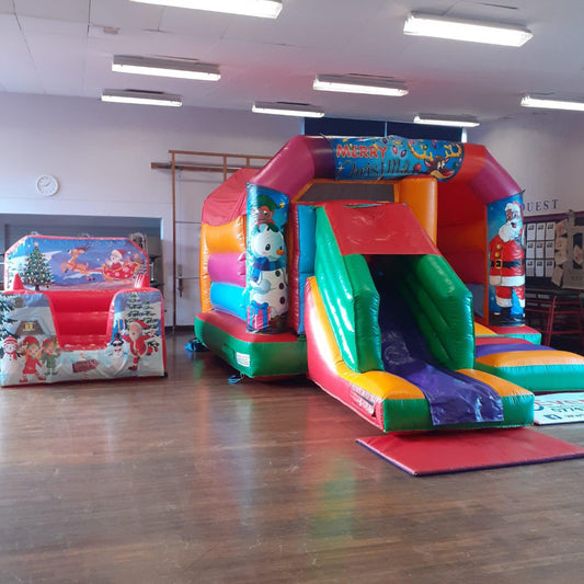 Christmas Multicoloured Bounce 'n' Slide & Red Inflatable Ball Pool Air Juggler