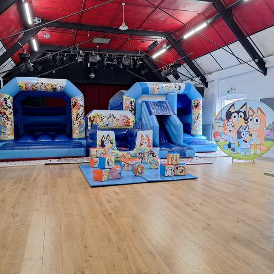 Bluey Bouncy Castle, Farm Bounce 'n' Slide Bouncy Castle, Ball Pool & Soft Play Package