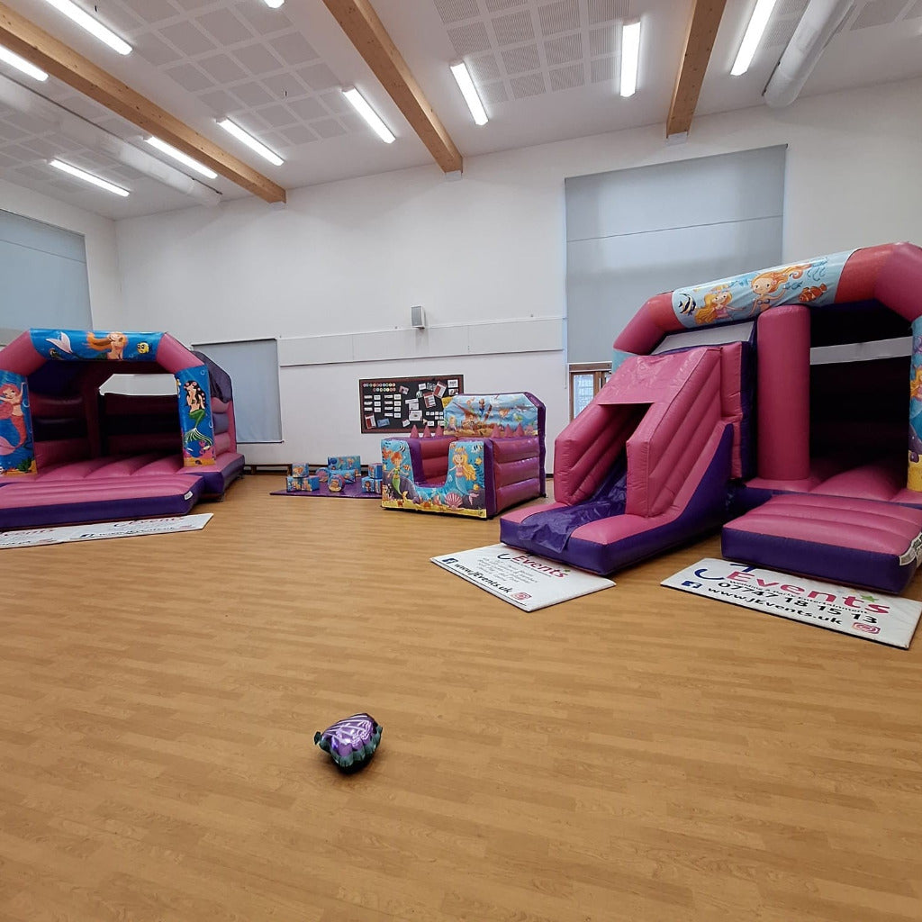 Pink & Purple Mermaid Bouncy Castle, Mermaid Bounce 'n' Slide Bouncy Castle, Ball Pool & Soft Play Package