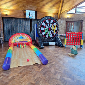 Inflatable Bowling Alley Rainbow Colour With Wooden Bowling Floor Print