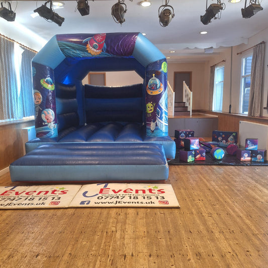Space 2 Themed Bouncy Castle Blue & Blue