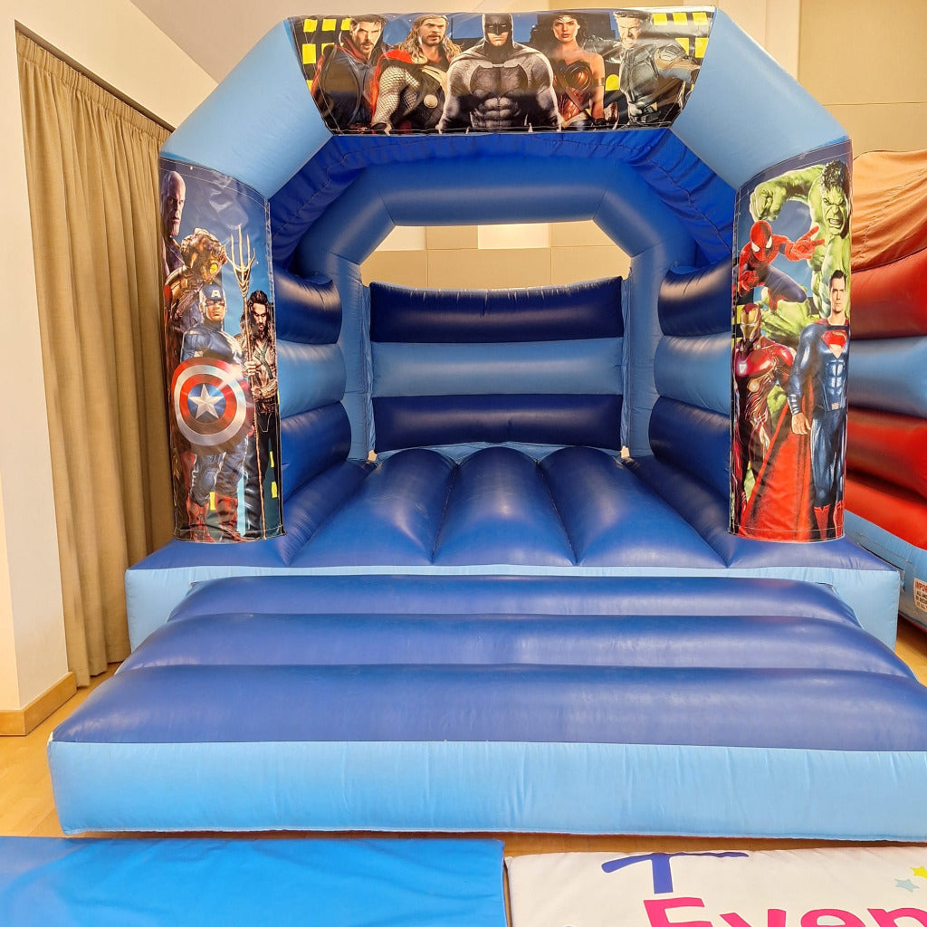 Superhero Bouncy Castle Blue