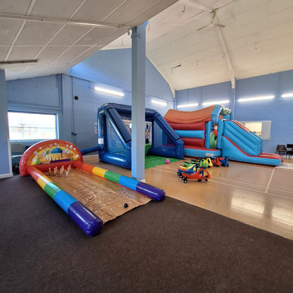 Inflatable Bowling Alley Rainbow Colour With Wooden Bowling Floor Print