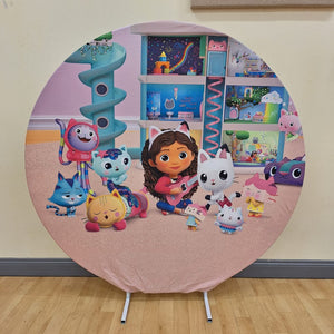 6ft Round Gabbys Dollhouse Backdrop Hoop