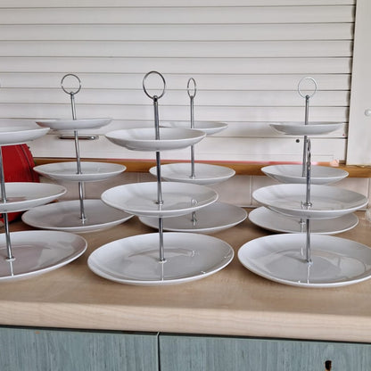 Three Tiered, White Porcelain Cake Stands