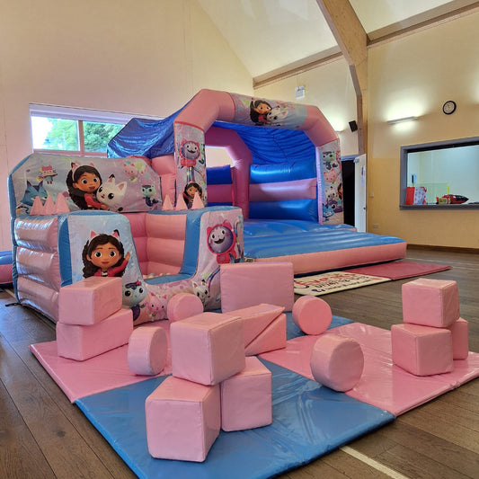 Gabbys Dollhouse Pastel Pink & Pastel Blue Bounce 'n' Slide & Gabbys Dollhouse Pastel Pink & Pastel Blue Ball Pool & Pastel Pink & Pastel Blue Soft Play Shapes Package