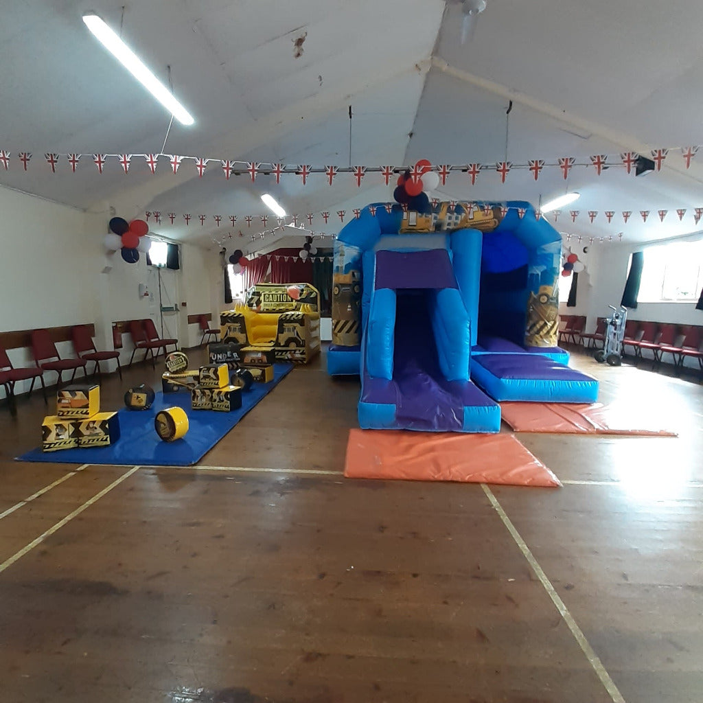 Blue & Purple Bounce 'n' Slide Construction Themed