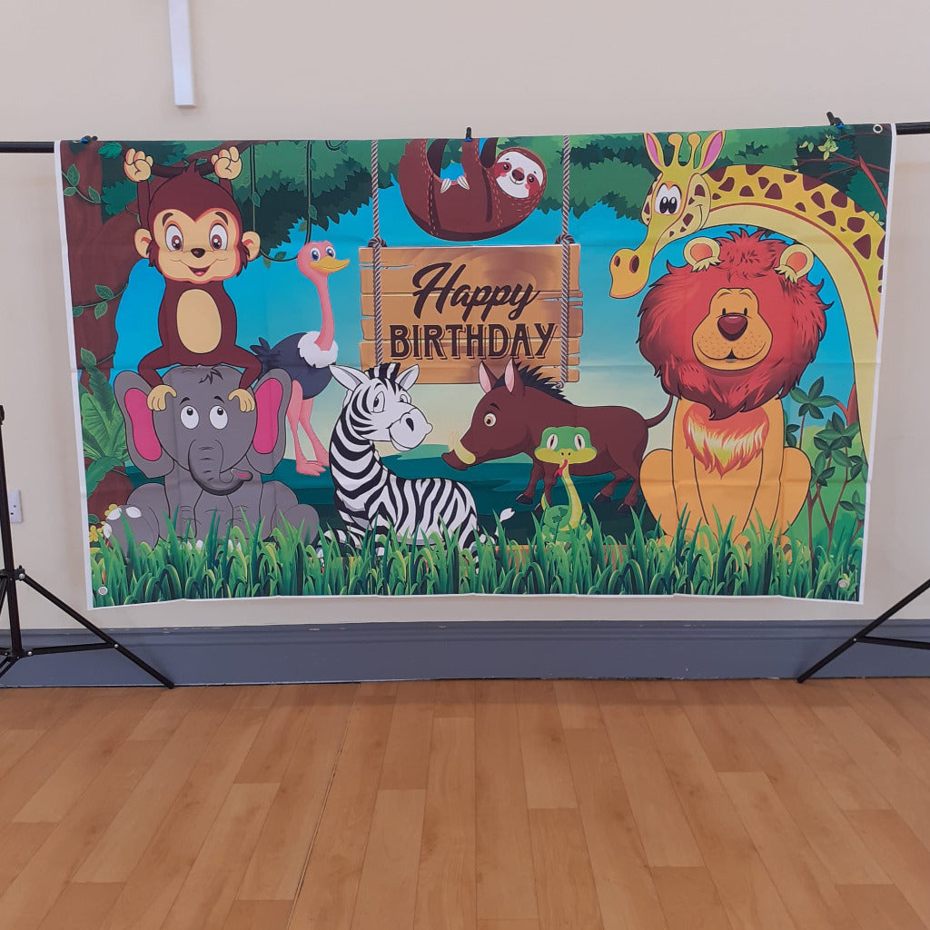 Jungle Happy Birthday Backdrop Banner