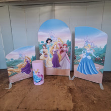 Load image into Gallery viewer, 4ft, 6ft &amp; 7ft Sail Backdrops &amp; Plinth Package Princess Themed
