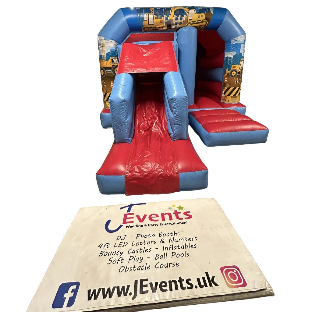 Red & Blue Bounce 'n' Slide Construction Themed