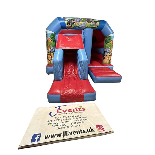 Red & Blue Bounce 'n' Slide Jungle Themed 2