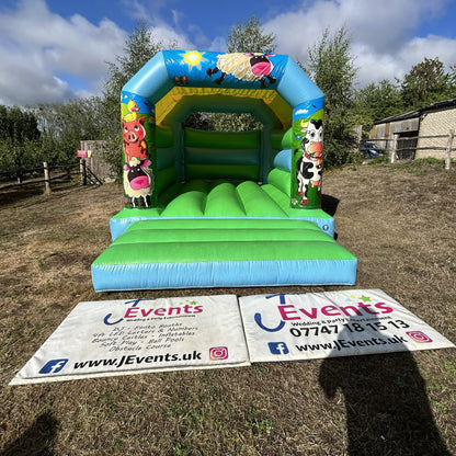 Farm Bouncy Castle Blue & Green