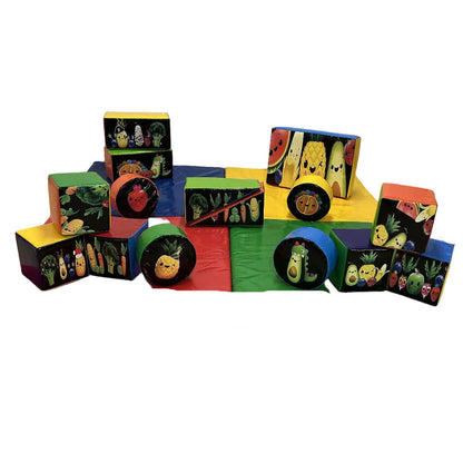 Dancing Fruits and Vegetables Soft Play Shapes plus 4x Strawberries Soft Play Shapes
