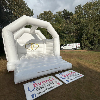 White Bouncy Castle Hearts