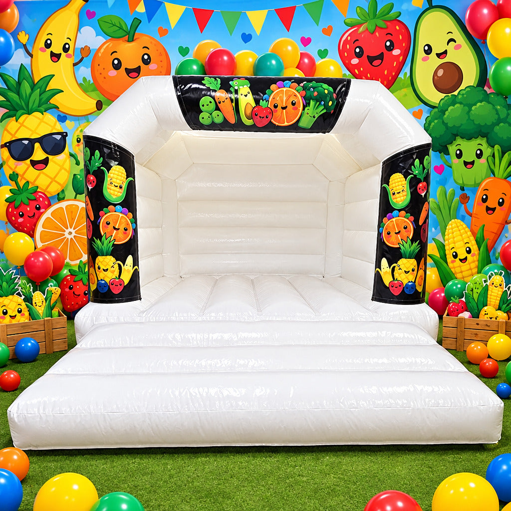 White Bouncy Castle Dancing Fruit & Funky Veggies