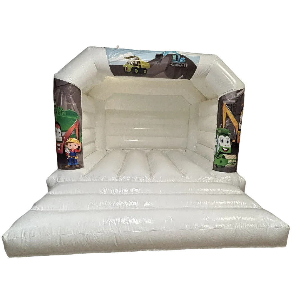 White Bouncy Castle Construction Cartoon