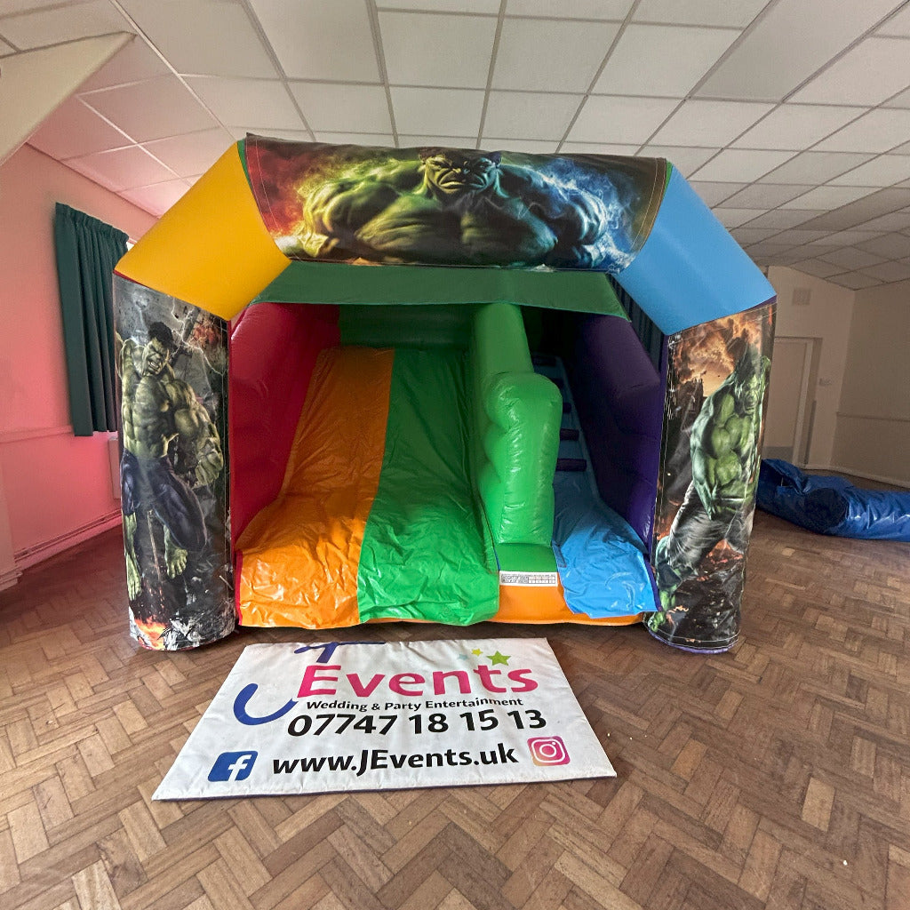 Multicoloured Rainbow Junior Platform Inflatable Slide Hulk